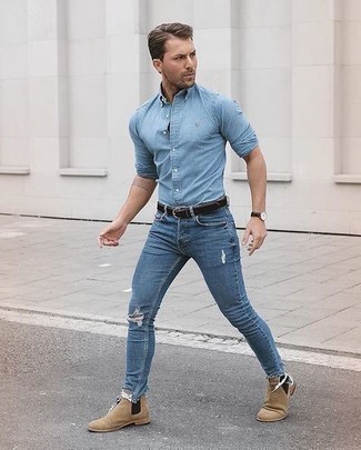 Jeans aderenti strappati blu di Jaded London