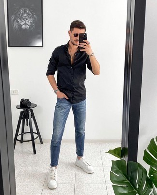 Camicia a maniche lunghe nera di Tommy Jeans