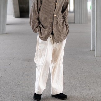 Camicia a maniche lunghe a righe verticali terracotta di Sandro Paris