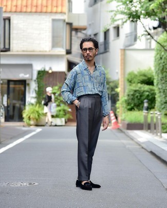 Camicia a maniche lunghe stampata azzurra di Kenzo