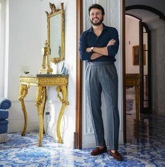 Camicia a maniche lunghe blu scuro di AMI Alexandre Mattiussi