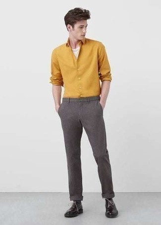 Camicia a maniche lunghe gialla di Comme Des Garcons Homme Plus
