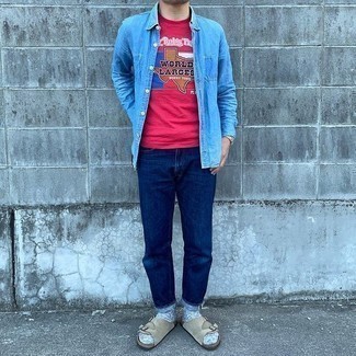 T-shirt girocollo stampata rossa di Kenzo