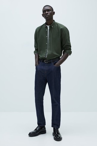 Camicia a maniche lunghe verde scuro di AMI Alexandre Mattiussi