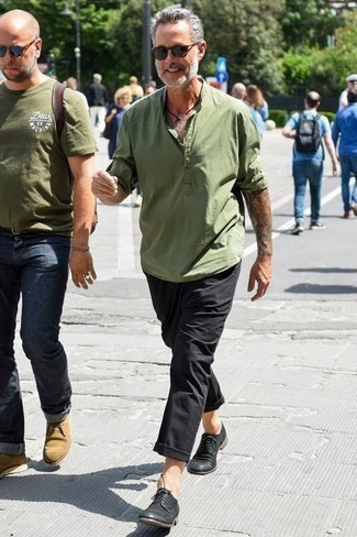 Come indossare e abbinare una camicia a maniche lunghe verde oliva per un  uomo di 50 anni in modo smart-casual (10 outfit) | Lookastic