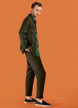 Camicia a maniche lunghe verde scuro di Dries Van Noten