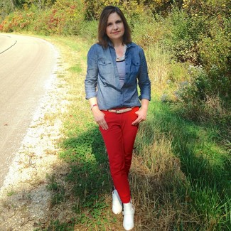 Jeans aderenti rossi di Burberry