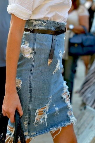 Minigonna di jeans blu di Dolce & Gabbana