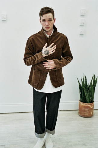 Camicia giacca di velluto a coste marrone scuro di CARHARTT WORK IN PROGRESS