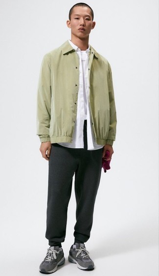 Camicia giacca in nylon verde oliva di Prada