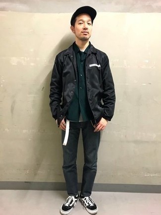 Camicia giacca in nylon nera di Han Kjobenhavn