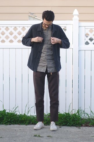 Camicia a maniche lunghe grigia di Giorgio Armani
