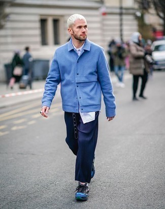 Camicia giacca di lana blu di Nn07