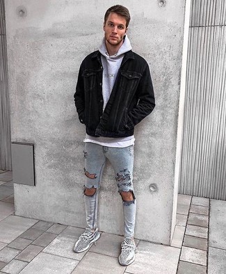 Jeans aderenti strappati grigi di Philipp Plein