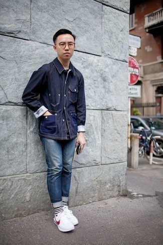 Camicia giacca di jeans blu scuro di Ps By Paul Smith