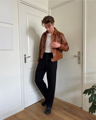 Camicia giacca in pelle marrone di Giorgio Brato