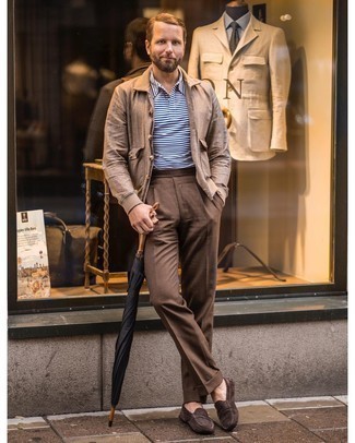 Camicia giacca di lino marrone chiaro di Jan Jan Van Essche