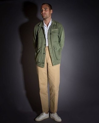 Camicia giacca verde oliva di AMI Alexandre Mattiussi