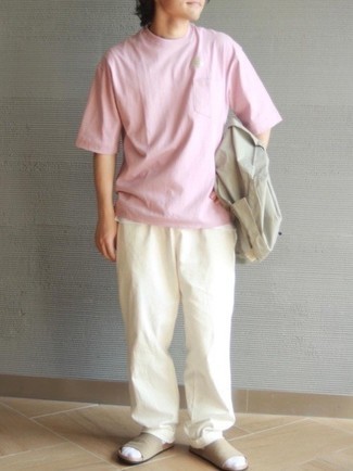 T-shirt girocollo rosa di Karl Lagerfeld