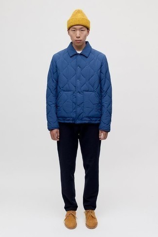Camicia giacca trapuntata blu scuro di Burberry