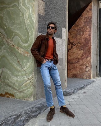 Camicia giacca in pelle scamosciata marrone di Salvatore Santoro