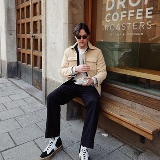 Camicia giacca di lana beige di AMI Alexandre Mattiussi