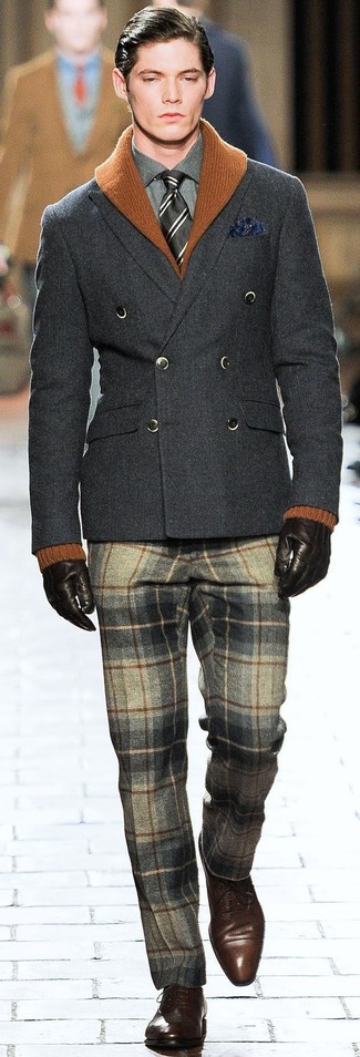 Pantaloni eleganti di lana scozzesi grigi di Paul & Joe