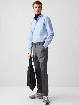 Camicia a maniche lunghe a righe verticali azzurra di Comme Des Garcons SHIRT