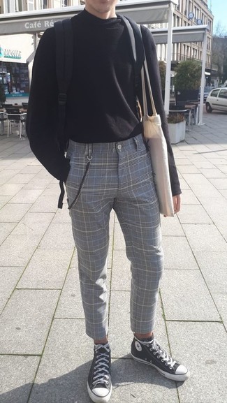 Pantaloni eleganti scozzesi grigi
