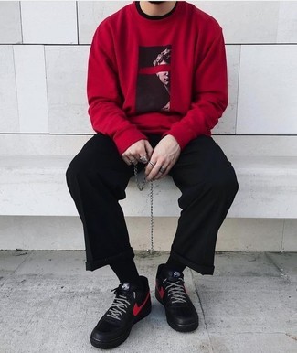 Felpa stampata rossa di Calvin Klein Jeans