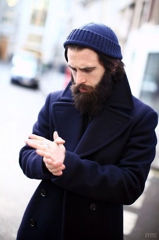 Come indossare e abbinare una giacca da marinaio blu scuro per un uomo di 30 anni in modo formale: Mostra il tuo stile in una giacca da marinaio blu scuro come un vero gentiluomo.
