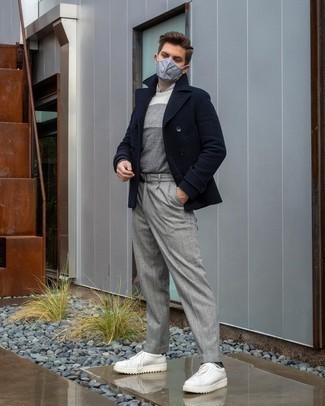 Camicia a maniche lunghe a quadri grigia di Giorgio Armani