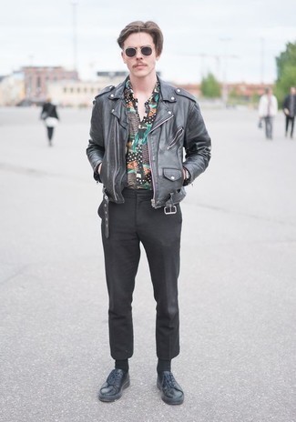 Camicia a maniche lunghe stampata nera di Saint Laurent