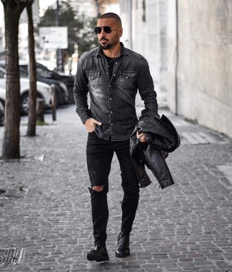 Camicia di jeans grigio scuro di Dolce & Gabbana