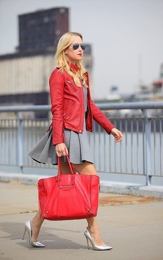 Borsa shopping in pelle rossa di Calvin Klein 205W39nyc