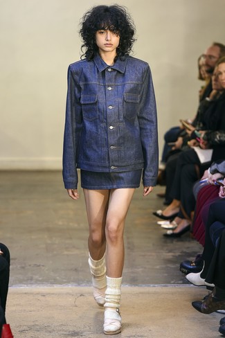 Minigonna di jeans blu scuro di Alexander McQueen