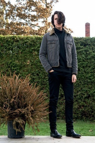 Giacca di jeans grigio scuro di AMI Alexandre Mattiussi