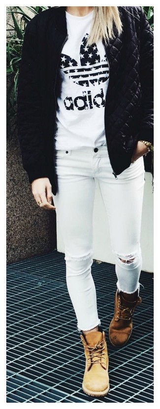 Jeans aderenti strappati bianchi di J Brand