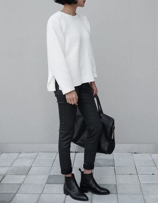 Maglione girocollo bianco di Saint Laurent