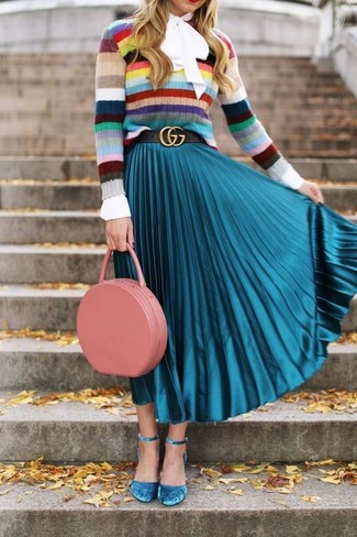 Maglione girocollo a righe orizzontali multicolore di Ermanno Scervino