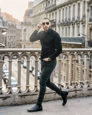 Camicia a maniche lunghe grigio scuro di AMI Alexandre Mattiussi