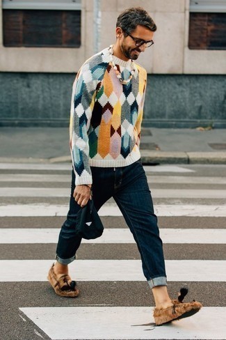Maglione girocollo multicolore di Sacai