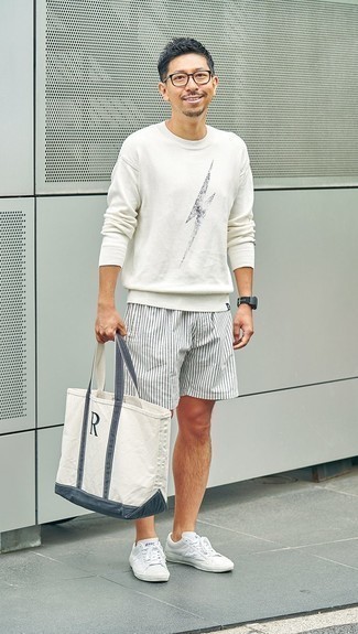 Maglione girocollo stampato bianco di Calvin Klein Jeans Est. 1978