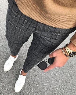 Pantaloni eleganti scozzesi grigio scuro di Lanvin