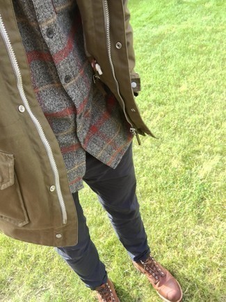 Camicia a maniche lunghe scozzese grigia di Thom Browne