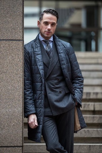 Cravatta a righe verticali grigia di Alexander McQueen