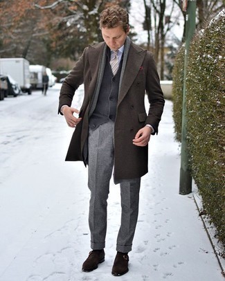 Pantaloni eleganti di lana a quadri grigi di Twisted Tailor