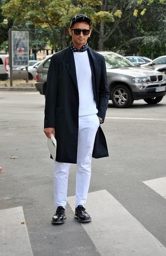 Camicia a maniche lunghe a pois nera e bianca di Saint Laurent