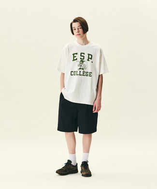 T-shirt girocollo stampata bianca e verde di C.P. Company