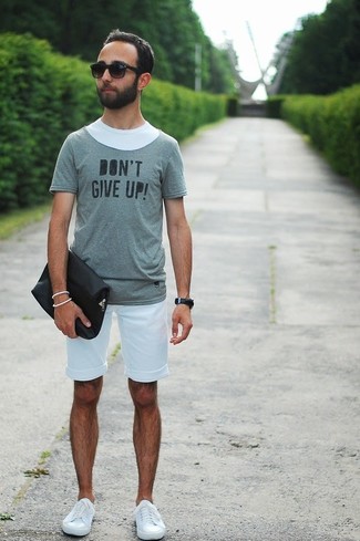 T-shirt girocollo stampata grigia di Just Cavalli